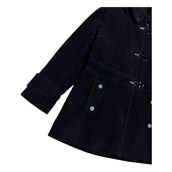 KENNETH COLE Wool Blend Luxury Business Casual Black Pea Coat Jacket Womens 16 - Picture 6 of 9